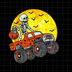 Halloween Skeleton Monster Truck Png, Skeleton Truck Halloween Png, Kids Boy Monster Truck Halloween