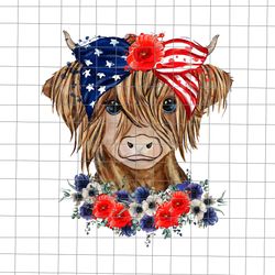 Highland Cow 4th Of July Png, Cow 4th Of July Png, Funny Cow Usa Png, America Eagle Png, Eagle Mulle