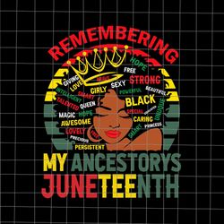 Remembering My Ancestors Svg, Juneteenth Black Women Svg, Black Leaders Juneteenth Day Svg, Independ