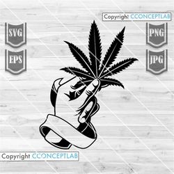 Hand Cannabis svg | Marijuana Leaf Clipart | Cannabis svg | weed Stencil | 420 Cut File | Holding Joint Clipart | Rasta