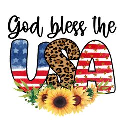 God Bless Leopard USA Flag Sunflower PNG