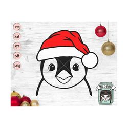 penguin santa hat svg file, penguin with hat svg, christmas svg file, penguin svg, christmas cut file, christmas animals