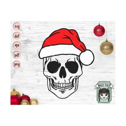 skull santa hat svg file, skull with hat svg, christmas svg file, skull svg file, christmas cut file, christmas skull sv