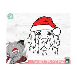 Dog Santa hat svg file, Christmas Dog svg, Golden Retriever svg, Christmas cut file, Christmas Animals, Retriever Santa
