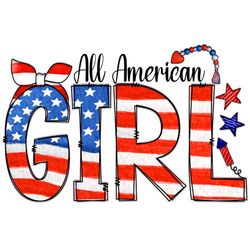Happy 4th July All American Flag Girl PNG