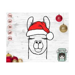 Llama Santa hat svg file, Llama with Hat svg, Christmas svg file, Llama svg, Christmas cut file, Christmas Animals svg,