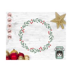 Christmas Wreath svg file, Christmas svg, Christmas Wreath cut file, Christmas Monogram Frame svg, Holly, Evergreen, Hol