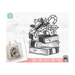 Christmas Book Lover SVG, Ornament Candy Cane Book svg, Reading svg, Christmas Teacher svg, Librarian svg, Christmas Boo