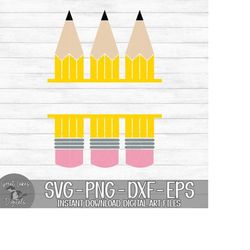 Pencil Monogram - Back To School, Pencil Cut File - Instant Digital Download - svg, png, dxf, and eps files included!