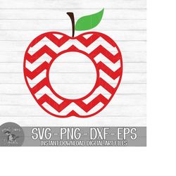 Chevron Apple Monogram - Back To School, Apple Cut File - Instant Digital Download - svg, png, dxf, and eps files includ