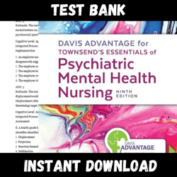 Instant PDF Download - All Chapters - Davis Advantage for Townsends Essentials of Psychiatric Mental Health Nursing 9th Edition Karyn Morgan Test bank