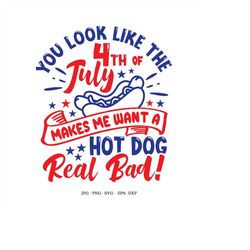 Funny 4th of July Svg, Cute Hot Dog Svg, Funny USA Png, Hot Dog Lover Svg
