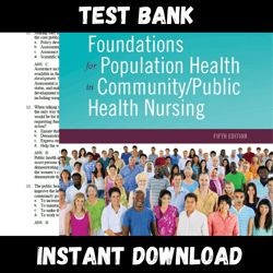 Instant PDF Download - All Chapters - Foundations for Population Health in Community/Public Health Nursing 5th Edition Marcia Stanhope Test bank