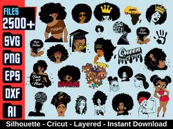 2500 Files bundle, Afro Woman svg, Afro Queen Svg, Afro Lady Svg, afro girl svg, african american svg, Black Woman, Cric