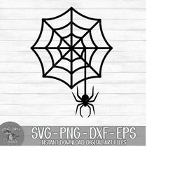 Spiderweb with Spider - Instant Digital Download - svg, png, dxf, and eps files included! Halloween, Spider Web