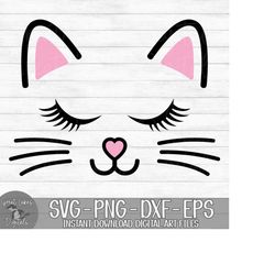 Cat Face - Instant Digital Download - svg, png, dxf, and eps files included! Kitten Face, Whiskers, Lashes