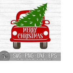 Merry Christmas Truck & Tree - Instant Digital Download - svg, png, dxf, and eps files included! Back of Truck, Christma