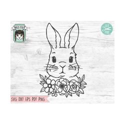 Bunny SVG, Easter Bunny SVG, Happy Easter svg, Spring svg, Rabbit SVG Cut file, Bunny Flower svg, Animal Face svg, Flora