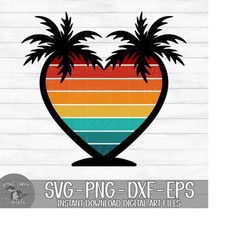 Sunset & Palm Trees - Instant Digital Download - svg, png, dxf, and eps files included! Ocean, Beach, Retro, Vintage