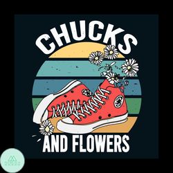Chuck And Flowers Svg, Trending Svg, Chucks Svg, Flowers Svg, Converse Svg, Converse Chucks Svg, Red Converse Svg, Chuck