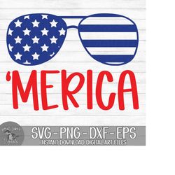 4th of July Sunglasses, 'Merica, America, Red White & Blue, USA - Instant Digital Download - svg, png, dxf, and eps file