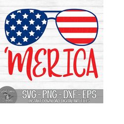 4th of July Sunglasses, 'Merica, America, Red White & Blue, USA  - Instant Digital Download - svg, png, dxf, and eps fil