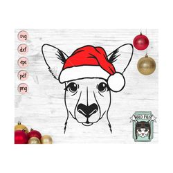 Kangaroo Santa hat svg file, Kangaroo with Hat svg, Christmas svg file, Kangaroo svg, Christmas cut file, Christmas Sant