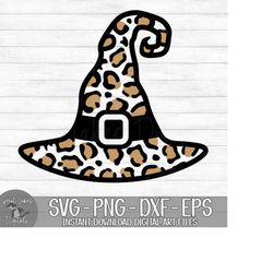 Leopard Print Witch Hat, Cheetah Print Witch Hat - Instant Digital Download - svg, png, dxf, and eps files included! Hal