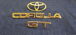 Toyota LOGO, Corolla And GT Emblem Pair of 3 Piece In Gold Metal