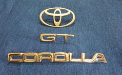Toyota LOGO, GT And Corolla Emblem In Metal Gold