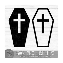 Coffin with Cross - Instant Digital Download - svg, png, dxf, and eps files included! Caskets, Halloween - Bundle of 2!