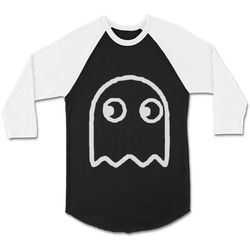 Pacman&8217s Ghost Round Video Game Ghost Vintage Old School CPY Unisex 3/4 Sleeve Baseball Tee T-Shirt