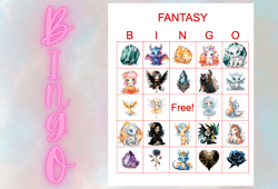 Fantasy Bingo Printable,Dragon Princess bingo game,Bingo 100 cards,5x5,party bingo, Pdf