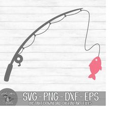 Fishing Pole - Instant Digital Download - svg, png, dxf, and eps files included! Fishing Rod, Baby Girl, Pink Fish