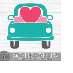 Valentine's Day Truck - Instant Digital Download - svg, png, dxf, and eps files included! Hearts, Back of Truck, Girl