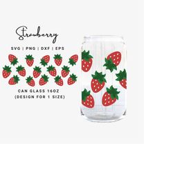 Strawberry Glass Can Svg, Sweet Strawberry, Can Wrap Svg, Red Strawberry, Coffee Cup Svg
