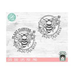 Save the Bees SVG, Bee SVG, Honey Bee SVG, Bumble Bee svg, Bee cut file, Bee flower wreath svg, Bee happy, Bee kind, Ins