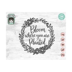 Bloom Where You Are Planted SVG file, Bloom Where You Are Planted cut file, Positive Quotes SVG, Positive Affirmations,