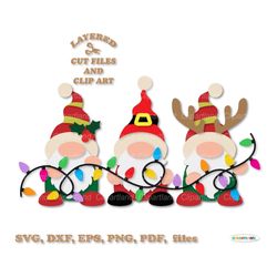 INSTANT Download. Cute Christmas gnomes svg cut files and clip art. Personal and commercial use. Cgnome_9.