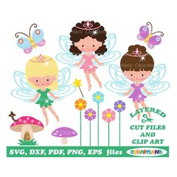 INSTANT Download. Little garden fairy girl  svg cut files and clip art. F_14. Personal and commercial use.