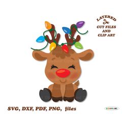 INSTANT Download. Cute Christmas reindeer svg cut files and clip art. Personal and commercial use. R_34.