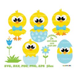 INSTANT Download. Cute Easter chick boy cut files and clip art. Commercial license is included! C_27.