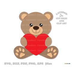 INSTANT Download. Sitting Valentine teddy bear svg.  Personal and commercial use. B_8.