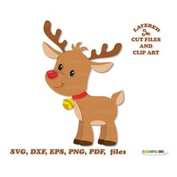 INSTANT Download. Cute Christmas reindeer svg cut files and clip art. Personal and commercial use. R_31.