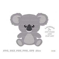 INSTANT Download. Cute sitting koala  bear svg cut file and clip art. Personal and commercial use. K_2.