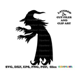 INSTANT Download.  Wicked old witch silhouette. Halloween decoration. Commercial license is included ! W_29.