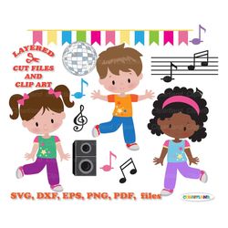 INSTANT Download. Children svg. Dance party cut files and clip art. Commercial license is included! D_1.