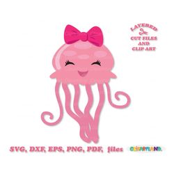 INSTANT Download. Pretty jellyfish svg cut file and clip art. Commercial license is included ! J_2.
