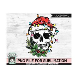 christmas skull sublimation design png, christmas skull, christmas sublimation download, skull santa hat sublimation, ch