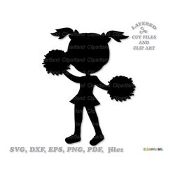 INSTANT Download. Cheerleader silhouette cut files and clip art. Commercial license is included! C_3.
